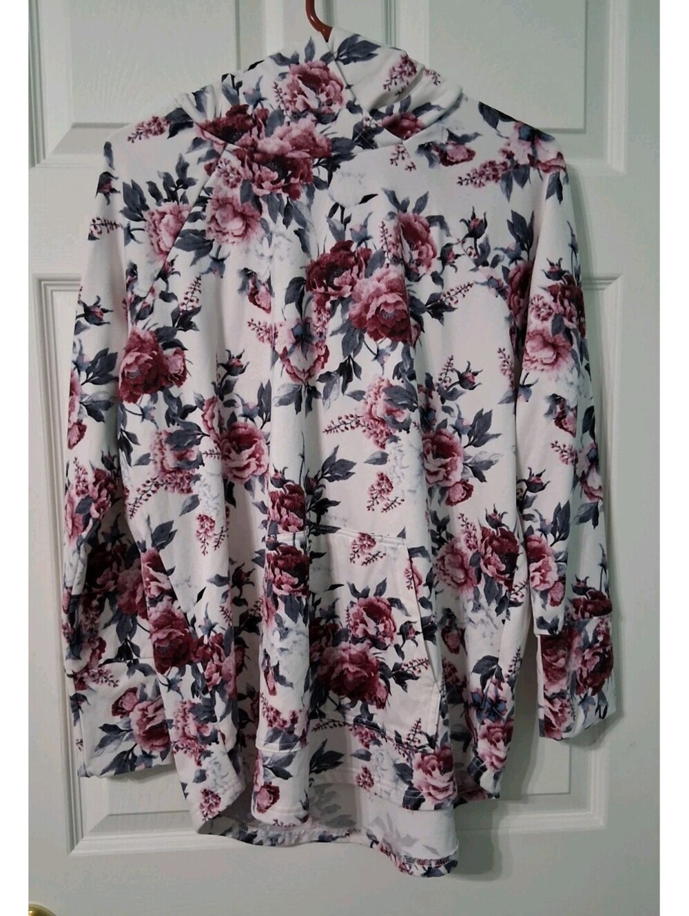 LuLaRoe Soft Floral Hooded Sweatshirt With Front Pocket, Long Cuffs, EUC, Size L